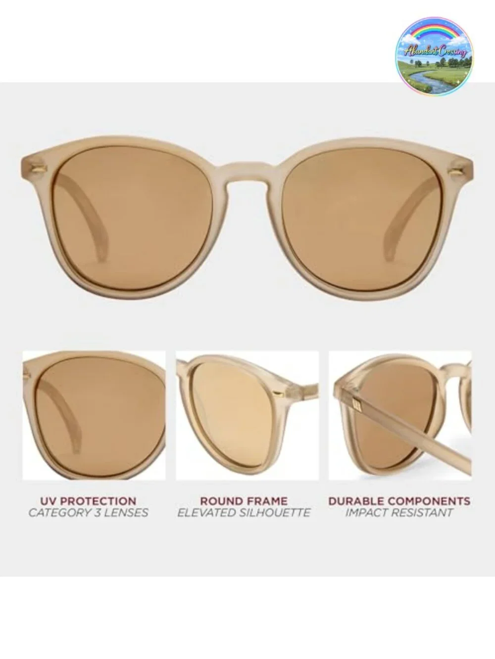 Round Frame Sunglasses Lightweight Shatterproof Lenses Unisex Classic Style